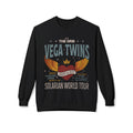Officially licensed Zodiac Academy crewneck sweatshirt by thtgrlreads featuring vintage-wash Comfort Colors fabric and a retro graphic print celebrating the Vega Twins Solarian World Tour.