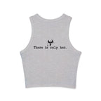 Zodiac Academy inspired gray vintage wash Comfort Colors cropped tank by thtgrlreads featuring a minimalist black graphic and "There is only her." text in typewriter font.