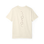 Cream Comfort Colors tee with a minimalist molecular structure graphic inspired by Love Theoretically by Ali Hazelwood, an officially licensed bookish design from Printify in Tees and Ali Hazelwood.