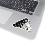 A Wolves of Ruin inspired Cratos & Anassa sticker from thtgrlreads, featuring detailed black and white wolves in an intimate pose, perfect for laptop decoration.