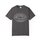 Zodiac Academy-themed Comfort Colors graphic tee from thtgrlreads featuring a vintage wash and a white line art "Slippery Salmon" print, part of the Tees collection.