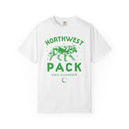 White Comfort Colors tee with green Northwest Pack lettering, wolf graphic, and Koen Alexander text from Thtgrlreads Ali Hazelwood merch