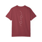 Burgundy unisex graphic tee featuring a white molecular diagram, inspired by Ali Hazelwood's Love Theoretically, from the Ali Hazelwood Tees collection by Printify