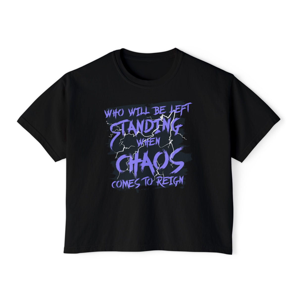thtgrlreads Lady of Darkness & Legacy Series cozy black Comfort Colors crop top featuring a vintage-style graphic with purple gothic text and lightning accents in a unisex fit