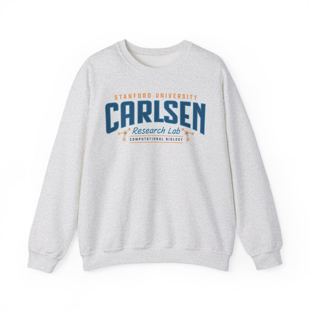 Gray Carlsen Research Lab crewneck sweatshirt with Stanford University graphic and blue orange lettering from Thtgrlreads Ali Hazelwood Crewnecks collection