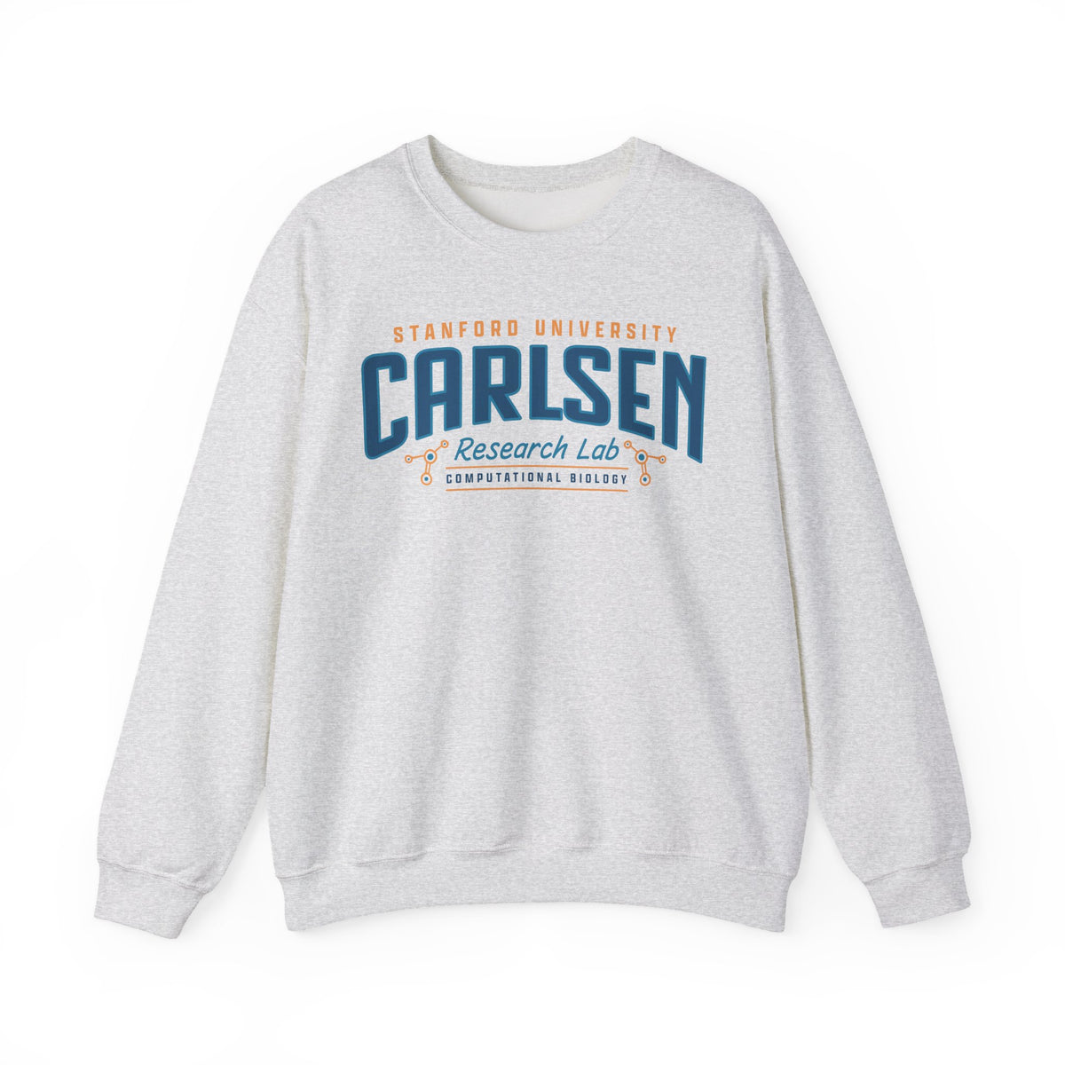 Gray Carlsen Research Lab crewneck sweatshirt with Stanford University graphic and blue orange lettering from Thtgrlreads Ali Hazelwood Crewnecks collection
