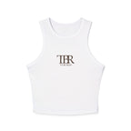 thtgrlreads white comfort colors cropped tank top featuring a minimalist "TBR To Be Read" bookish graphic, part of Book Bestie and Off Brand collections, soft vintage wash fabric.