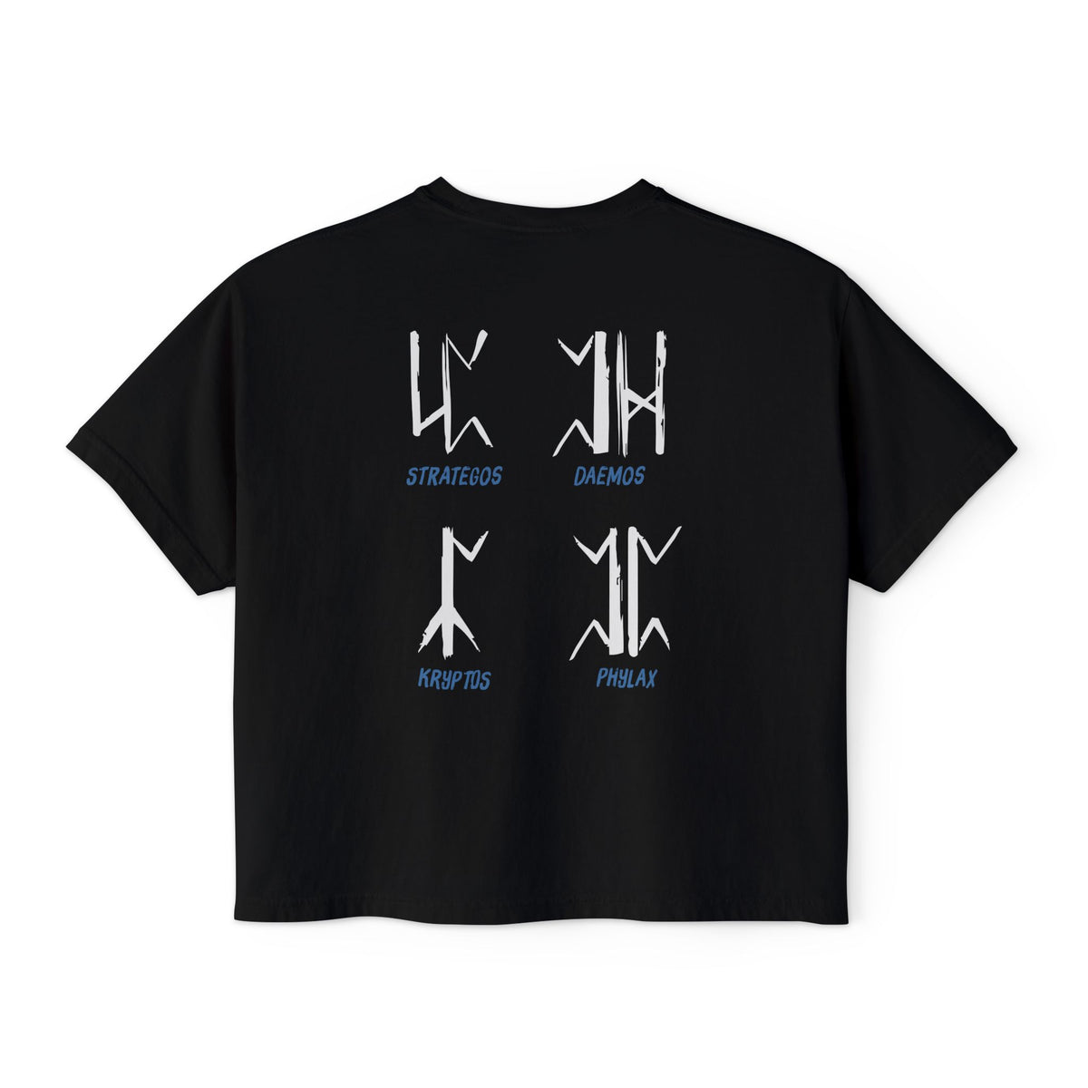 thtgrlreads Wolves of Ruin collection black Comfort Colors crop top featuring stylized white runic symbols with blue text design, part of Printify's officially licensed bookish apparel.