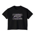 A black Comfort Colors women's cropped tee from thtgrlreads featuring a vintage wash and a printed quote in mixed fonts from The Poison Daughter collection.