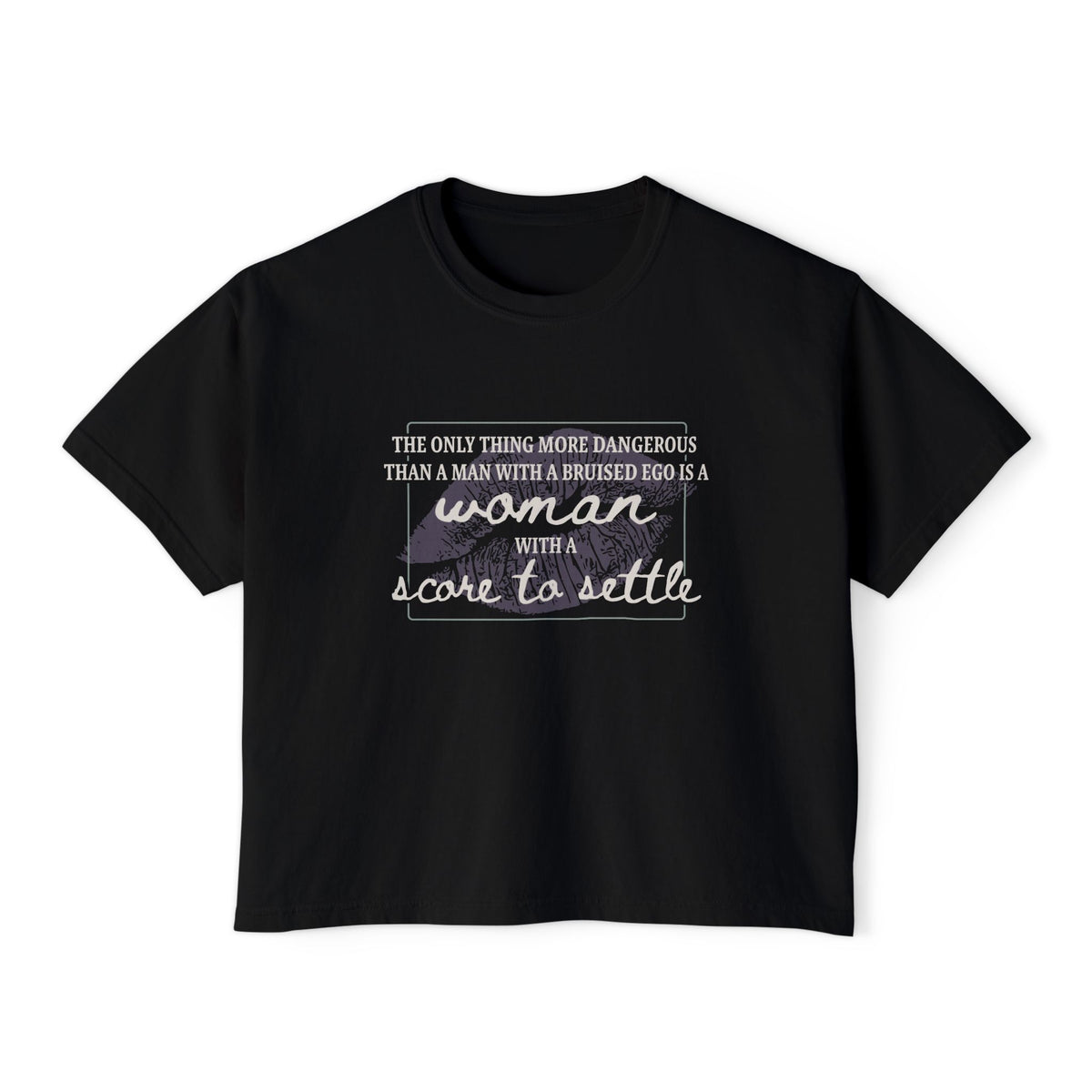 A black Comfort Colors women's cropped tee from thtgrlreads featuring a vintage wash and a printed quote in mixed fonts from The Poison Daughter collection.