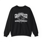 Thtgrlreads Liv Zander crewneck sweatshirt featuring a vintage-wash black oversized Comfort Colors design with bold white graphic text and an artistic snowball illustration.