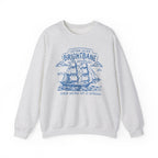 A vintage-wash Comfort Colors oversized crewneck from thtgrlreads featuring a blue nautical graphic inspired by Wolves of Ruin, part of the Printify Crewnecks collection.