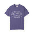 A Zodiac Academy themed Comfort Colors graphic tee by thtgrlreads featuring a vintage-inspired white line art "Slippery Salmon" print on a soft purple unisex cotton fabric.