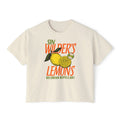 Thtgrlreads Darkmore Penitentiary collection features this vintage wash Comfort Colors crop top with a bold Sin Wilder's Lemons graphic in orange and green, perfect for fans of literary romantasy.