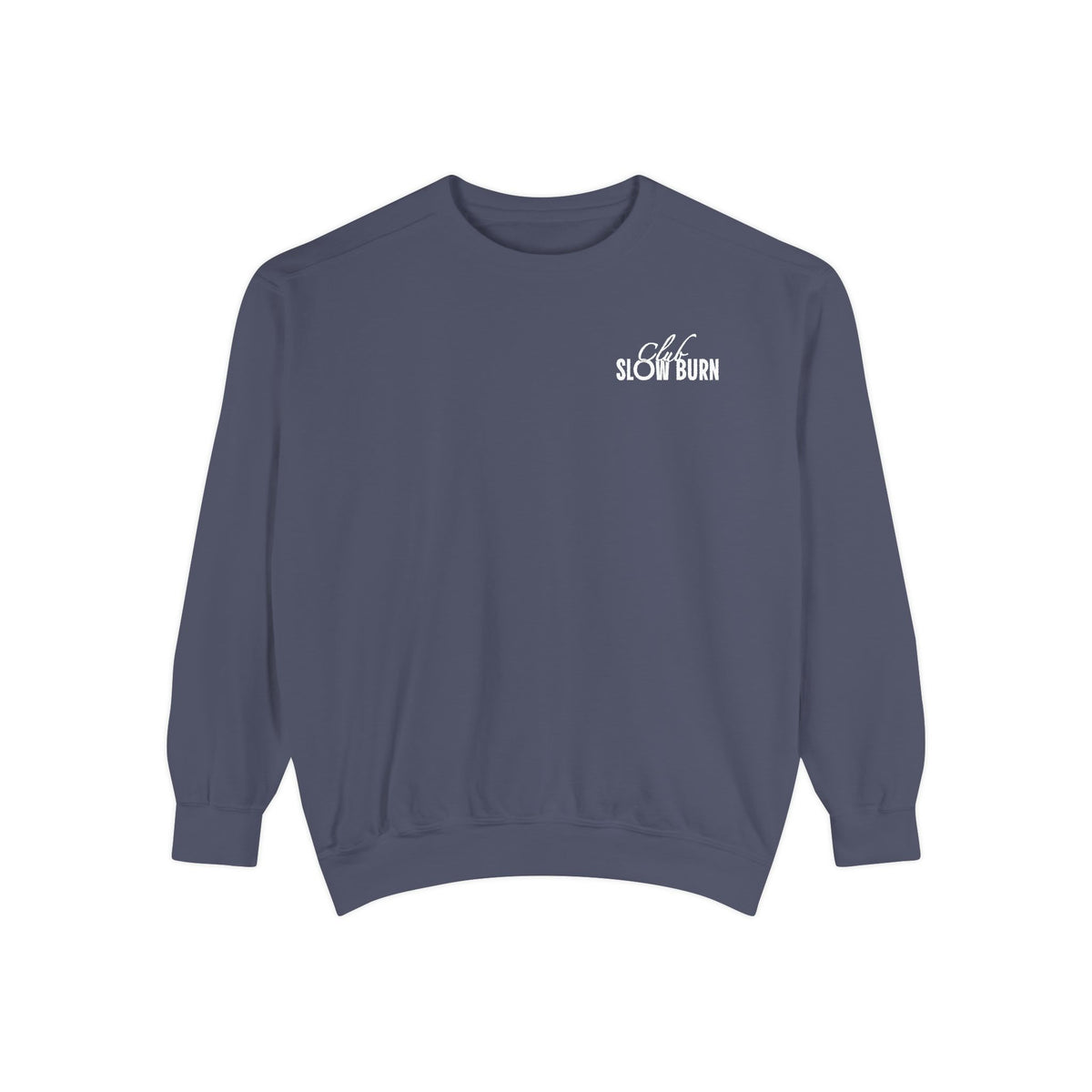 Thtgrlreads oversized crewneck sweatshirt from the Book Bestie collection features a cozy vintage-washed Comfort Colors base with subtle "Slow Burn" graphic text on the chest.