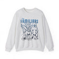 thtgrlreads Blood Bound collection oversized crewneck sweatshirt featuring a vintage wash light gray Comfort Colors base with a bold navy graphic of animal familiars including a bear, lion, and owl, printed by Printify.