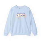 Light blue crewneck sweatshirt featuring The Multitudes of Elsie graphic from Ali Hazelwood, officially licensed bookish apparel by Thtgrlreads in the Crewnecks collection