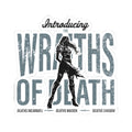 Wraiths of Death Sticker from thtgrlreads features a dark fantasy design with a silhouetted female figure and distressed gothic text, part of the Lady of Darkness & Legacy Series collections.