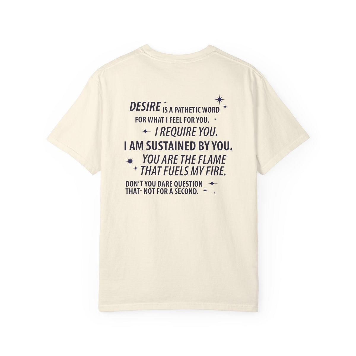 Comfort Colors graphic tee from thtgrlreads featuring a vintage wash and bold black text quote from the Kindred's Curse Saga collection in a clean serif font.