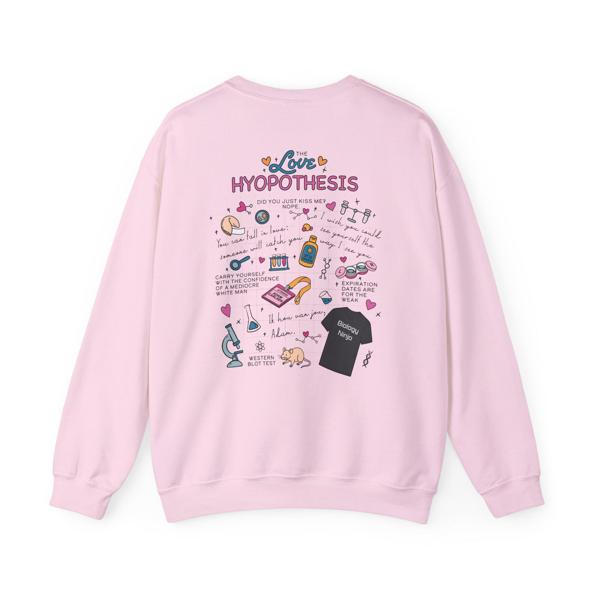 Pink Love Hypothesis crewneck sweatshirt with colorful chemistry and bookish graphics from Thtgrlreads Ali Hazelwood Crewnecks collection