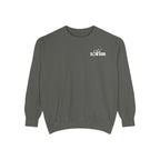 A vintage-washed oversized crewneck sweatshirt from thtgrlreads featuring subtle "Slow Burn" text in white, part of the Book Bestie and Crewnecks collections.