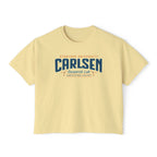 Yellow Comfort Colors cropped tee featuring a Stanford University Carlsen Research Lab graphic from The Love Hypothesis, Ali Hazelwood merch by Thtgrlreads