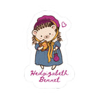 Hedgizabeth Bennet hedgehog sticker wearing a pink beret and blue dress, holding a heart-covered book, from Thtgrlreads Ali Hazelwood stickers