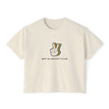 Zodiac Academy inspired cropped Comfort Colors tee by thtgrlreads featuring a vintage-style rainbow peace hand graphic with "BFF BJ Buddy Club" text, part of the Tees collection.