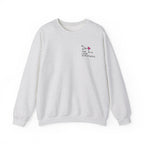 Light gray crewneck sweatshirt with a small The Love Hypothesis heart graphic on the chest from Thtgrlreads Crewnecks and Ali Hazelwood collection