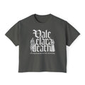 Thtgrlreads Liv Zander collection features this vintage wash Comfort Colors charcoal cropped tee with gothic script text and fantasy romance inspired figure graphics from the "Tees" line.