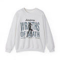 Thtgrlreads oversized crewneck sweatshirt from Lady of Darkness & Legacy Series featuring vintage wash and graphic text "Wraiths of Death" with a dark fantasy silhouette, part of official licensed bookish apparel.