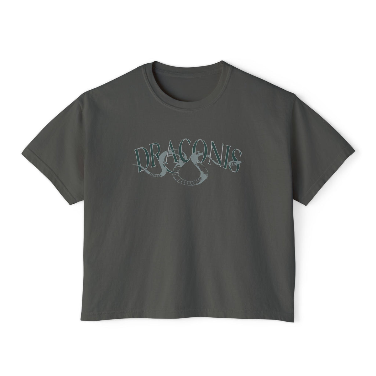 thtgrlreads Ruthless Boys of the Zodiac collection crop top featuring vintage-washed Comfort Colors fabric with a subtle Draconis graphic in stylized lettering perfect for bookish and romantasy fans.