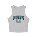 Thtgrlreads Zodiac Academy collection women's vintage wash cropped Comfort Colors tank top featuring bold graphic text and emblem for Aqua House.