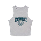Thtgrlreads Zodiac Academy collection women's vintage wash cropped Comfort Colors tank top featuring bold graphic text and emblem for Aqua House.