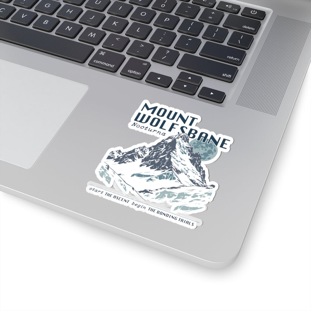 Sticker from thtgrlreads featuring Wolves of Ruin collection art with a detailed mountaintop design and stylized text, perfect for laptops or bookish fans.
