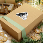 thtgrlreads Wolves of Ruin collection sticker featuring black and white wolf designs on a festive gift box, offered by Printify in the Stickers collection with fantasy romance flair.