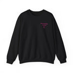 Black vintage-wash Comfort Colors crewneck sweatshirt from thtgrlreads featuring a small pink "Stratego's Alpha" graphic, part of the Wolves of Ruin and Crewnecks collections.