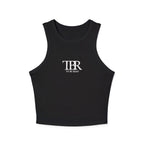 Thtgrlreads bookish apparel featuring a black Comfort Colors cropped tank with a minimalist "TBR To Be Read" vintage puff print graphic, perfect for Book Bestie fans.