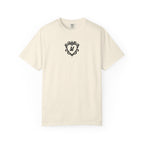 Liv Zander collection Comfort Colors graphic tee from thtgrlreads featuring a vintage wash cream fabric and a black ornate heart with the letter M printed on the chest.