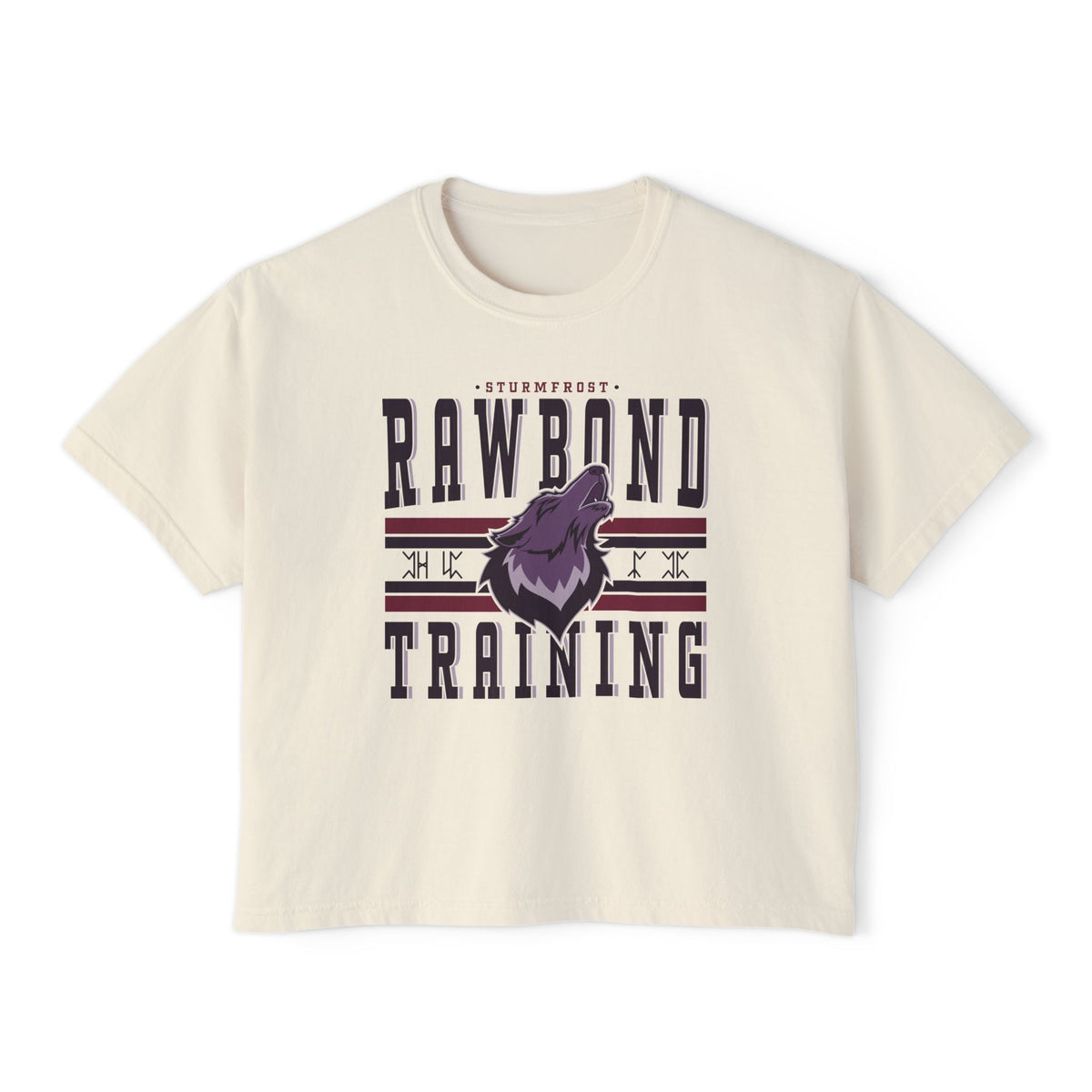 Vintage-wash comfort colors crop top from thtgrlreads featuring a bold Wolves of Ruin design with a howling wolf graphic and collegiate-style text, part of official bookish Tees collections.