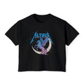 Thtgrlreads Zodiac Academy collection features a black vintage-wash Comfort Colors crop top with a pastel winged unicorn and crescent moon graphic, blending celestial fantasy and Romantasy flair.