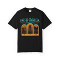 Black Comfort Colors graphic tee from thtgrlreads featuring vintage-style orange and teal print with silhouettes of three fae characters, part of The Life of a Book Bestie collection.