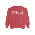 Bloodwing Academy crewneck sweatshirt by thtgrlreads featuring "Team Blake" vintage puff print text on a soft, vintage-washed Comfort Colors oversized unisex crewneck.