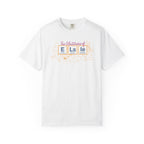 White Comfort Colors graphic tee featuring The Multitudes of Elsie design with colorful book-style lettering, from Thtgrlreads Ali Hazelwood tees
