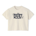 thtgrlreads Blood Bound collection vintage-wash Comfort Colors crop top featuring bold black graphic text "THE DUEL" with horse and bird illustrations, printed by Printify.