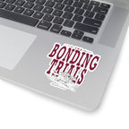 Sticker from thtgrlreads featuring Wolves of Ruin collection design with bold maroon lettering reading "The Bonding Trials" over an illustrated wolf pack, perfect for bookish fans.