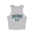 Zodiac Academy Aer House crop tank by thtgrlreads features a vintage-wash Comfort Colors base with bold collegiate-style print, perfect for bookish Back to School looks.