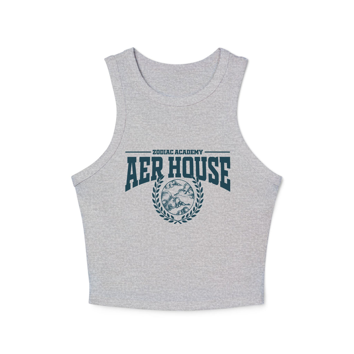Zodiac Academy Aer House crop tank by thtgrlreads features a vintage-wash Comfort Colors base with bold collegiate-style print, perfect for bookish Back to School looks.