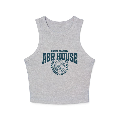 Zodiac Academy Aer House crop tank by thtgrlreads features a vintage-wash Comfort Colors base with bold collegiate-style print, perfect for bookish Back to School looks.