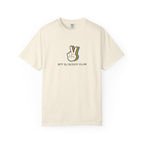 Thtgrlreads Zodiac Academy collection features a vintage wash Comfort Colors graphic tee in cream with a retro peace hand print and "BFF BJ Buddy Club" text, perfect bookish merch.